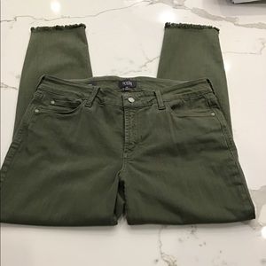 NYDJ Deep Army Green Alina frayed ankle jeans